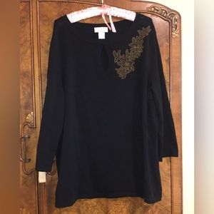 Elana by Tanner black plus size black stretchy top luxury shirt
